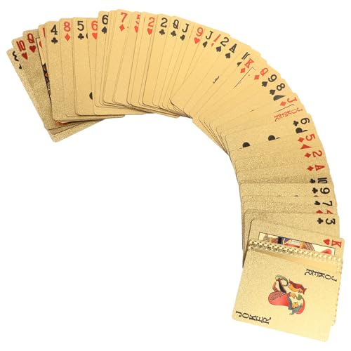 Kisangel 1 Packung Spielkarten Mit Goldfolie Decks Partykartenspiel Poker Kartenrequisiten Brettspiel-Spielkarte Partyversorgung Karten Für Trick Kartenspiele Golden PVC von Kisangel