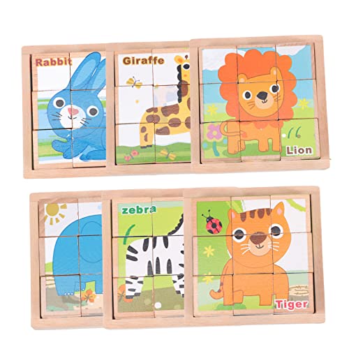 Kisangel 1 Satz 3D-dreidimensionales Bausteinspielzeug Puzzlespielzeug Lernpuzzles aus Holz Bildungsrätsel Puzzle-Block Kinderpuzzle Cartoon-Puzzle Holzrätsel von Kisangel