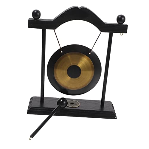 Kisangel 1 Satz Brass Gong Deko mit Holzständer Feng Shui Tischgong für Glück und Wohlstand Handgefertigtes Messing für Schreibtisch Langlebig und Perfektes für Freunde und Familie von Kisangel