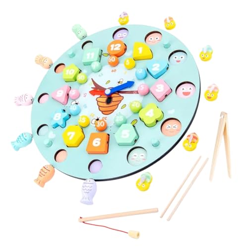 Kisangel 1 Satz Clock -Angelspiel Schach Angeln Brettspiel Puzzletafel Angelspielzeug Lernen Kinderpuzzle Angelspielzeug für Magnetfischrätsel rätsel hölzern Himmelblau von Kisangel