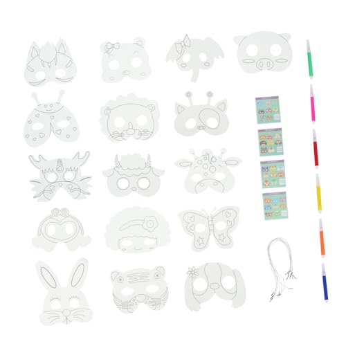 Kisangel 1 Satz DIY Tierdesign Masken für Leere Graffiti Masken zum Malen für Partys und Rollenspiele für Halloween und Kreative Bastelprojekte von Kisangel