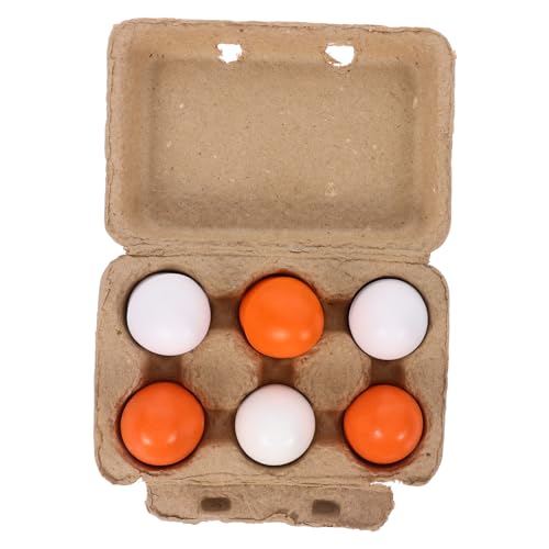 Kisangel 1 Satz Dekorationen für Shop DIY simulierte Requisite Miniatur-Ei-Modell Dessert-Modell- Mini-Hausverzierung gefälschte Eierverzierung Miniteller Kiefernholz von Kisangel
