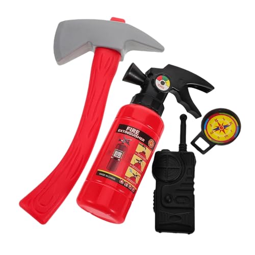Kisangel 1 Satz Feuerwehrmann Kostüm Set für Teiliges Rollenspielzeug mit Realistischem Feuerlöscher für Kreative Feuerwehr Rollenspiele und Teamaktivitäten Fördert und Zusammenarbeit von Kisangel