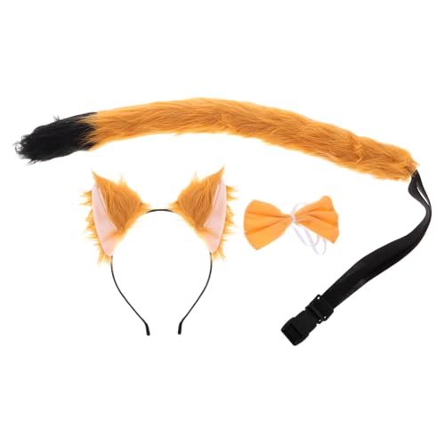 Kisangel 1 Satz Fuchs Kostüm Set für Teiliges Set mit Kunstpelz Fuchsohren Haarreif und Fliege für Halloween Cosplay und Rollenspiele Kostümzubehör für Kinderfestlichkeiten von Kisangel