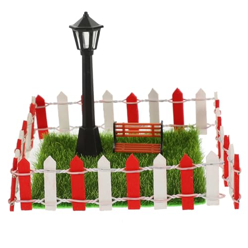 Kisangel 1 Satz Gartenfoto-Requisite Weihnachtsdeko Mini -Bank Kleine Rasenzäune Mini-parkstuhl Miniaturgarten -kit Kleine Hausdekoration Realistische Straßenlaterne Pp von Kisangel