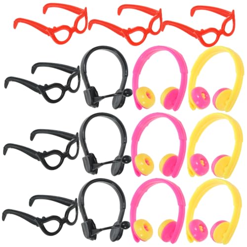 Kisangel Miniaturbrille Und Kopfhörer-Headset Für Puppen 30 cm Einzigartige Deko-Requisiten Für Kindergeburtstage Und Feiertage von Kisangel