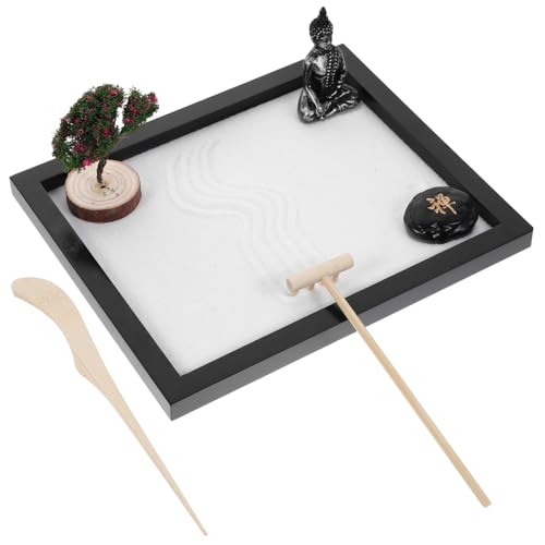 Kisangel 1 Satz Hause Sandkasten Schmücken Meditationszubehör Drinnen Zen-Garten Für Den Schreibtisch Bastelset Schreibtisch-sandkasten-Ornament Sandtischkunst MDF von Kisangel