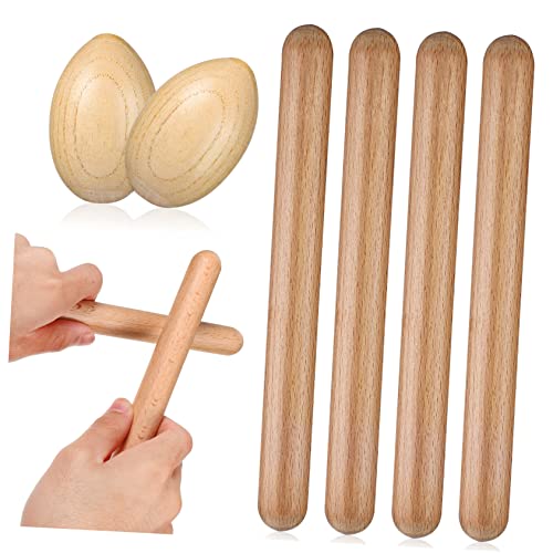 Kisangel 1 Satz Holz Musikinstrument Set für Teiliges Set mit Rhythmusstöcken und Ei Shakern Sicher und Lehrreich für Junge Musiker und Anfänger Ab Jahren von Kisangel