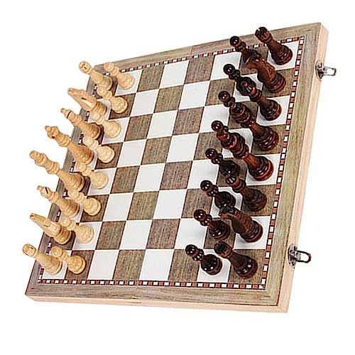 Kisangel 1 Satz Holzschach Schachbrett Falten Dame Internationales Schach aus Holz zusammenklappbares Schachset pädagogisches Schachspielzeug Internationales Kinderschach Kinderspielzeug von Kisangel