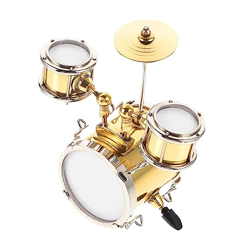 Kisangel 1 Satz Jazz-Drum-Modell Mini Ornament puppenhauszubehör Schlagzeug Schlagzeug Sammlerstück Schlagzeug Modellbau Trommelmodell Metall Golden von Kisangel