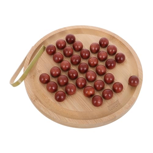 Kisangel 1 Satz Kindertischspiel Schach Brettspiele Für Einen Spieler Einzelspieler-Schach Reisespiel Peg-solilaire-Spiel Bambus von Kisangel