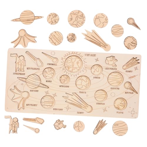 Kisangel 1 Satz Kosmische kognitive Spielzeuge Holzpuzzle für Kleinkinder Holzpuzzles für Weltraumpuzzle aus Holz Sonnensystem passendes Planetenpuzzle aus Holz von Kisangel