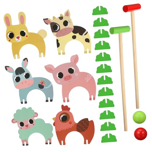 Kisangel 1 Satz Lustiges Tierkrocket Ball Outdoor-kit Für Krocket-Spiel Tierkrocketspiel Für Tierförmig Tier-krocket-Set Bausatz Krocketspielzeug Mit Tiermotiven Hölzern von Kisangel