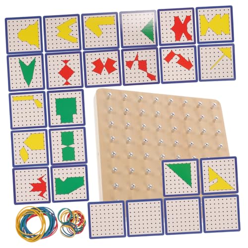 Kisangel 1 Satz Mathematisches Nagelplattenspielzeug grafisches Geoboard aus Holz für Kinderspiele Geoboard für Frühpädagogisches Eisen Zufällige Farbe von Kisangel