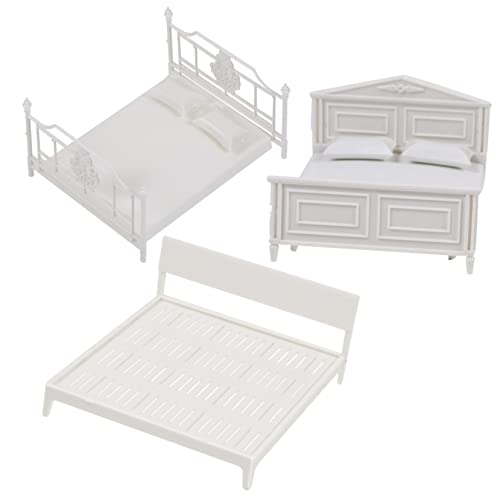 Kisangel 1 Satz Mini-Bett-Modell Mini-Schlafzimmermöbel Bettmodell bastel Set für Werkzeug für Modellbau Hausmodell verschleißfestes Kinderspielzeug Kinderspielzeug Abs Weiß von Kisangel