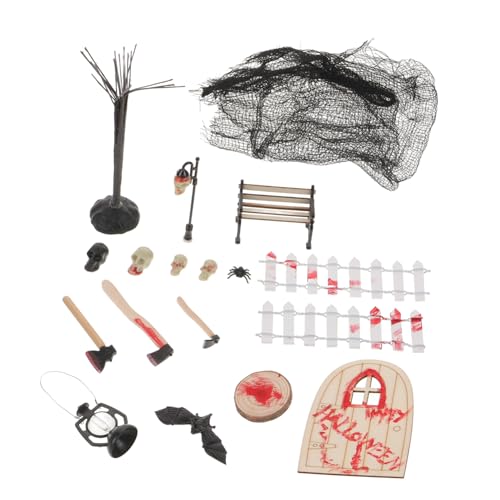 Kisangel 1 Satz Mini Halloween Ornamente gruselig Miniaturen Streich Party klein winzig deko Miniatur-Bastelspielzeug Puppenhausfiguren Miniatur-Ornamente Plastik Black von Kisangel