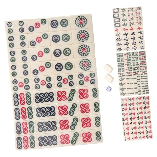 Kisangel 1 Satz Mini Mahjong Set Tragbares Mahjong Kit für Familien Spiele Kompakt für Reisen Einfache Handhabung aus Hochwertigem Harz Gefertigt von Kisangel