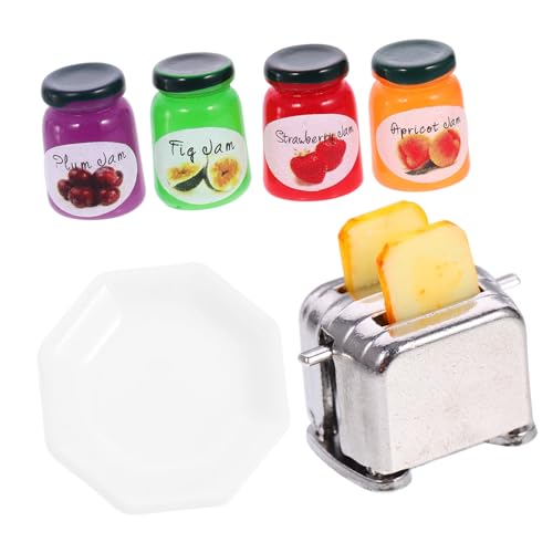 Kisangel 1 Satz Mini-Toaster Spielzeughaus Zubehör Miniaturspielzeug Toaster Mini-Faux-Brot-Modell Miniatur-Ornamente Toasterspielzeug Für Mini-hauswerkzeuge Harz von Kisangel