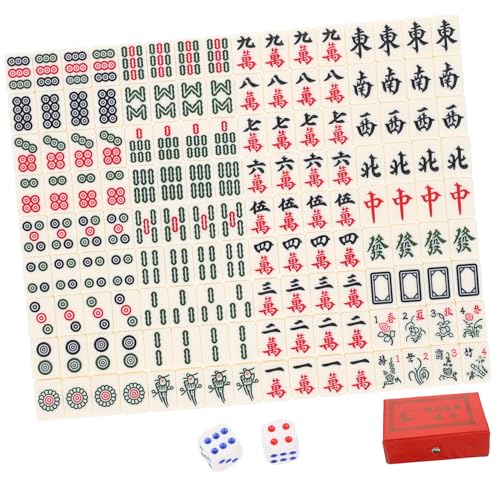 Kisangel 1 Satz Mini Tragbares Chinesisches Mahjong Set Kompaktes Mahjong mit Würfeln für Familienspiele und Reisen Kleine Steine Zufällige Farben Geschenkidee von Kisangel