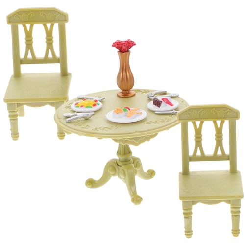 Kisangel 1 Satz Mini-doppeltisch Und Stuhl Möbel Puppe Miniatur Mini-esszimmerstühle Mini-stühle Mini-plastikstühle Green Abs von Kisangel