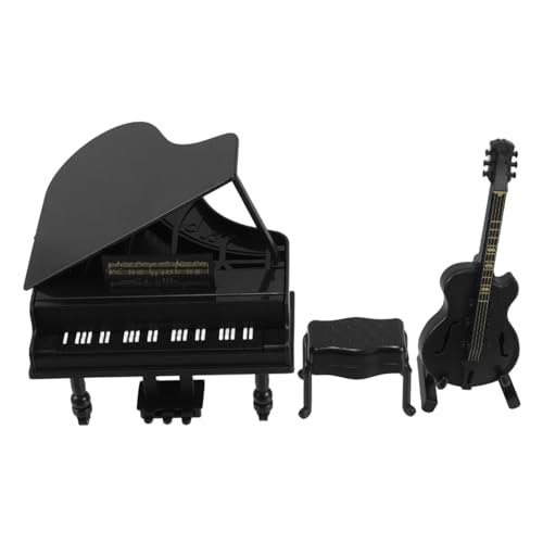 Kisangel 1 Satz Miniatur-Musikinstrument Miniatur-Gitarrenfiguren Puppenhaus-Musikinstrumente Klavier Set Musikalische Puppenhaus Deko Mini-Piano- Mini-Klavier Plastik von Kisangel