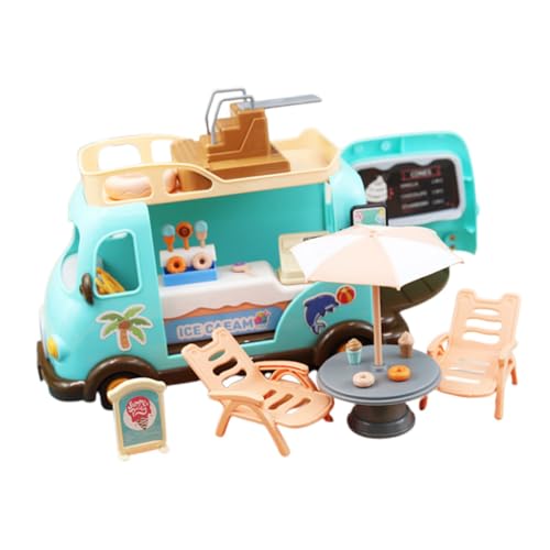 Kisangel 1 Satz Miniatur Puppenhaus Möbel Set mit Realistischem Eiswagen Strandstuhl und für Rollenspiel und Kreative Dekoration von Kisangel