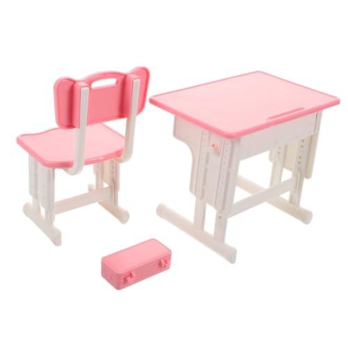 Kisangel 1 Satz Miniatur Schreibtisch und Stuhl für Puppenhäuser Realistische Schulmöbel für Interaktive Lernaccessoires für Fantasievolles von Kisangel
