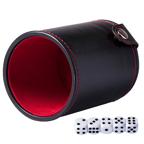 Kisangel 1 Satz Portable Würfelbecher aus PU Leder mit Stauraum und Doppeltem Deckel für Würfelspiele für Unterwegs und Zuhause Würfeln Kompakt und Leicht zu Transportieren von Kisangel
