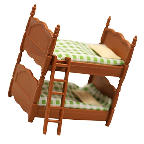 Kisangel 1 Satz Puppenhaus Doppelbett Puppenminibett Mini- Kindermöbel Miniatur-etagenbettmodell Kinderspielzeug Mini-etagenbett-puppenbausatz Mini-verzierung Mini-hausbett Plastik von Kisangel