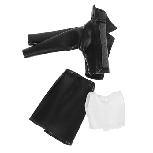 Kisangel 1 Satz Puppenkleidung PU Leder Jacke Weste und Rock Outfit für Puppen Benutzerfreundliches Design für Einfaches Ausziehen für Komfortable und Strapazierfähige Materialien von Kisangel