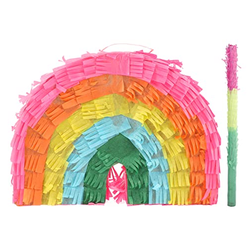 Kisangel 1 Satz Regenbogen-Piñata Party für Dekorationen Die Süßigkeiten-Piñata Kinderdekor Piñata Sticks Pinata- Piñata-Sticks geburtstagsfeier versorgung Papier Bunt von Kisangel