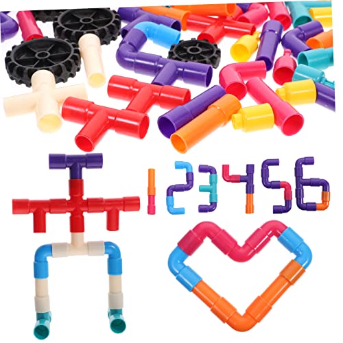 Kisangel 1 Satz Rohrbaublockspielzeug Baustein Bauspielzeug Kinderbausteine Bausteine ​​für Verglüht Spielzeugbaustein Bauen Plastik Zufällige Farbe von Kisangel