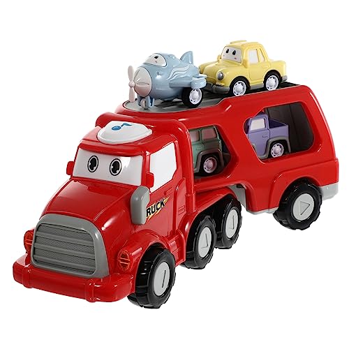 Kisangel 1 Satz Schall- und Leichttechnik -Autospielzeug Fahrzeug Cartoon-LKW Cartoon-Fahrzeug- Spielzeugauto mit Trägheitsantrieb Rückzugsfahrzeug Plastik rot von Kisangel