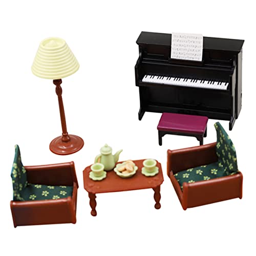Kisangel 1 Satz Sofa Klavier Teese Rvice Mini-hausdekoration Miniaturmodell Aus Holz Mini - Zartes Miniaturspielzeug Interessante Mini-hausdekoration Mini-hausversorgung Plastik von Kisangel
