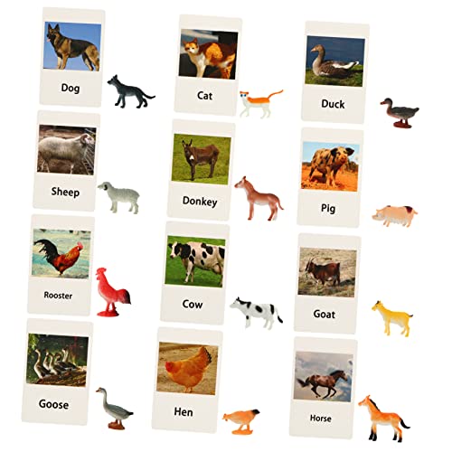 Kisangel 1 Satz Tierspiele Lernkarten Kognitive Tiermodelle für Sicheres und Geruchsfreies Material Lernspielzeug Tierkenntnisse Eltern Beziehung von Kisangel