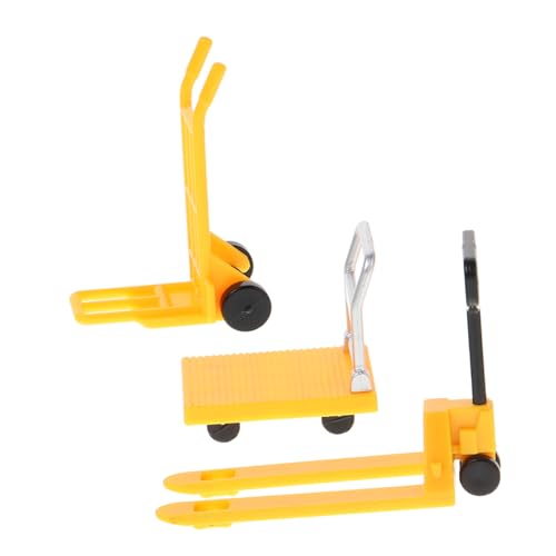 Kisangel 1 Satz Verkehrsmodell Kleiner Gabelstapler Mini Bauwerkzeuge Mini Handwagen Baufahrzeug Miniatur Plattformwagen Kleines Gelber Kunststoff von Kisangel