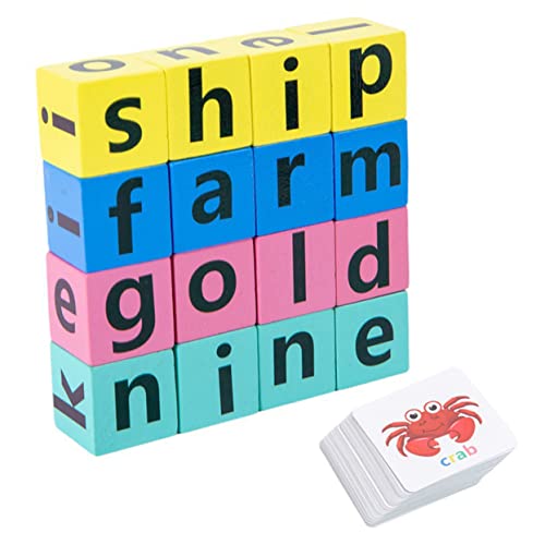 Kisangel 1 Satz Wortbuchstabierspiel Englisches Buchstabierspiel Kinderbuchstabe Kognitives Lernspielzeug Für Das Englische Alphabet Kleinkind-Puzzle Buchstabenrätsel Hölzern von Kisangel