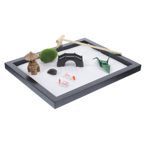 Kisangel 1 Satz Zen Garten für Schreibtisch DIY Sandgarten mit Zubehör Meditations Dekoration für Zuhause und Büro durch Kreative Gestaltung für Yoga Studios Zufällige Farbe von Kisangel