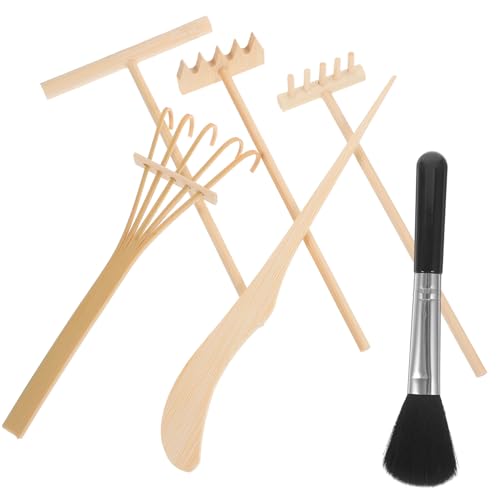 Kisangel 1 Satz Zen-Gartengeräte Sandkasten Mini-Zen-Gartenrechen-Werkzeuge Mini-Rechen für die Gartenarbeit Gartengeräte für den Schreibtisch Rechen Handwerk Bambus von Kisangel