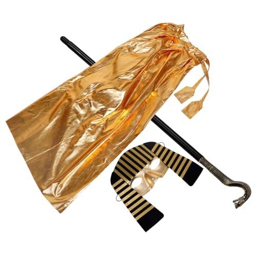 Kisangel 1 Satz ägyptische Kostüme Kinderkarneval Cosplay Kostümzubehör Ägyptische Maske Ägyptisches Verkleidungsset für Jafar-Kostüm für Halloween-Kopfschmuck Königskostüm Pu von Kisangel