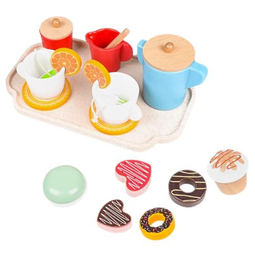 Kisangel 1 Satz für den Nachmittagstee winzige Hausdekoration Tea-Time-Spielset Holzdessert für Kleinkinder gefälschte Spielzeuge für den Nachmittagstee Miniaturhausdekor hölzern von Kisangel