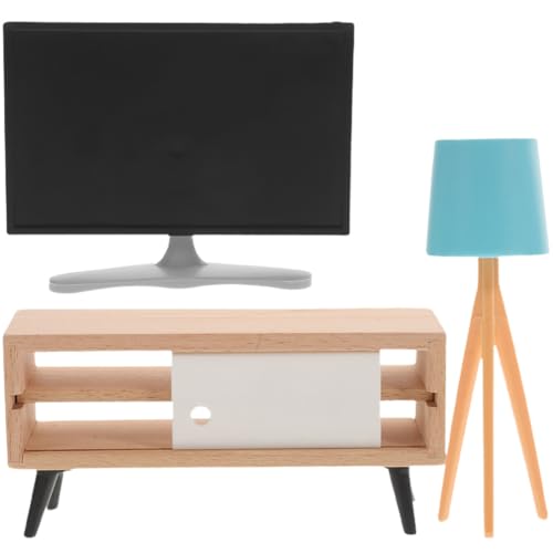 Kisangel 1 Set Dollhouse Tv 1:12 Fernsehschrank -Modell Mini -Schreibtischlampe Für Holzmöbel DIY Accessoires von Kisangel