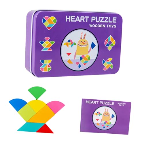 Kisangel 1 Set Geometrische Form Puzzle Pädagogisches Tangram Sieben Stück Puzzle Zubehör Holz von Kisangel