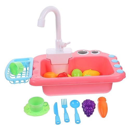 Kisangel 1 Set Geschirrspüler Küchengerät Geschirrspülmaschine Haushaltsgerät Kinderspüle Mit Fließendem Wasser Rollenspiel Küchenspüle Küchenspüle Rosa Kunststoff von Kisangel