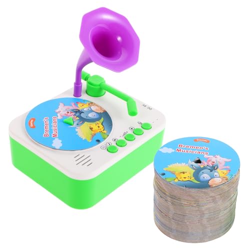 Kisangel 1 Set Kinder Phonographen Spielzeug Kleinkind Grammophon Und Lernkarten Musical Spielzeug Für Kinder Cartoon Grammophon Mit Karten von Kisangel