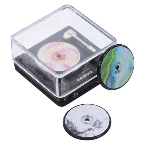 Kisangel 1 Set Mini-Plattenspieler: Simulations-CD-Player und Schallplattenmodell – Miniatur-Möbelschmuck für die Puppenhausdekoration von Kisangel