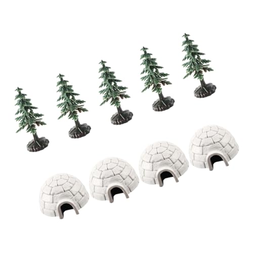Kisangel 1satz Mini Weihnachtsbaum Und Eishaus Figuren Mit Mini-iglu-Modellen Und Weihnachtsbaum-Dekorationen Für Kreative Bastelprojekte Und Lernspielzeug von Kisangel