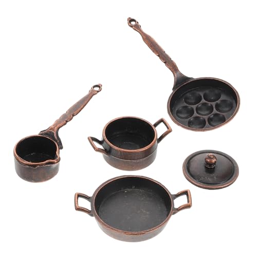 Kisangel 1 Set Puppenhaus Topfset Miniatur Puppenhausmöbel Spielhausmöbel Winzige Möbel Mini Puppenhauszubehör DIY Puppenhaus Schaukelstuhl Zubehör Dunkelbraunes Metall von Kisangel