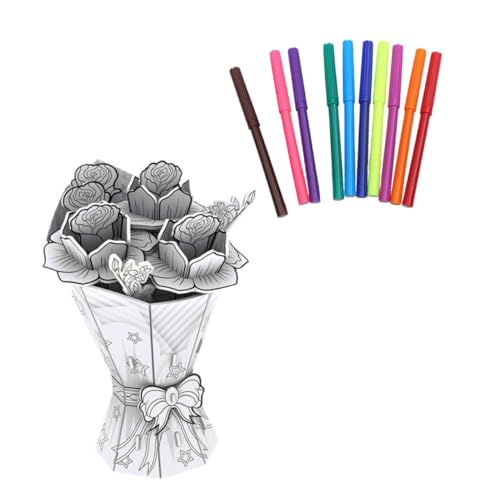 Kisangel 1 Set Puzzle Ornamente Farbe Blumenpuzzle Blumenpuzzle Dekoratives Blumenspielzeug 3D Blumenpuzzle 3D Blütenpuzzle Graffiti Blume Kinderspielzeug Kinderspielzeug Papier von Kisangel