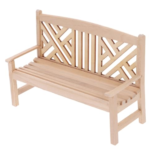Kisangel 1 Stück Holz Doppelstuhl Modell für Puppenhaus Dekoration für Miniaturgarten Realistische Miniaturmöbel für Sammler von Kisangel